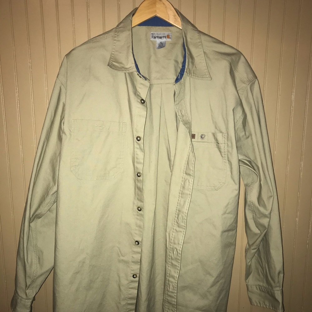 Mens Carhartt Button Up Long Sleeve Shirt Large